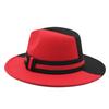 Double Color Black And Red Woolen Felt Hat Party Flat-Brimmed Jazz Top Hat Sample