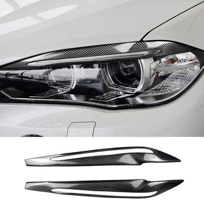2 Peças Capa de Sobrancelhas do Farol do Carro Acabamento Adesivos de Fibra de Carbono Decoração Acessórios Automotivos Para BMW X5 M50d F15 X6 F16