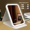 Portable LED Makeup Mirror with Light - Folding Desktop Mirror In PU Leather Case for Dormitory and Office Settings