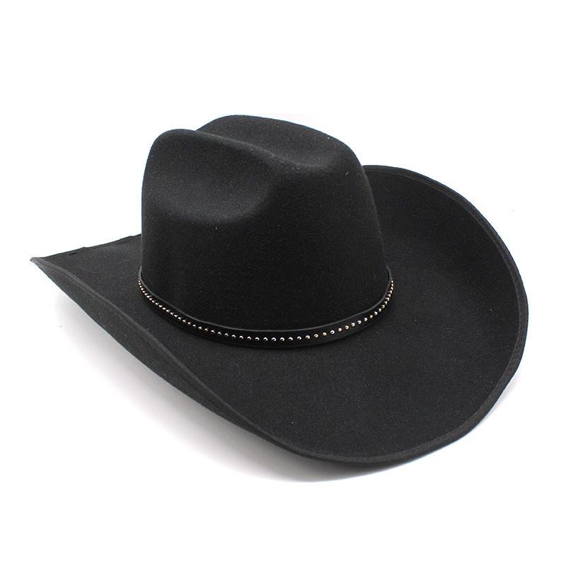 Western Cowboy Hat With Large Brim And Waterwave Embroidery For Summer Outdoor Wear