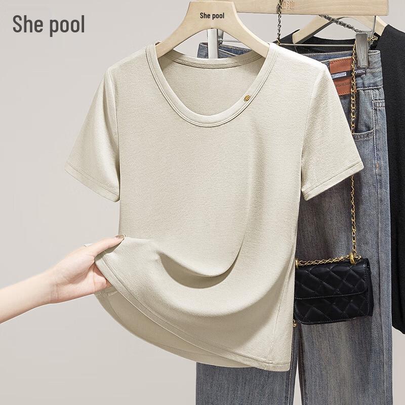 Ta Chi 2025 Summer Slim-Fit Round-Neck Short-Sleeve Top S