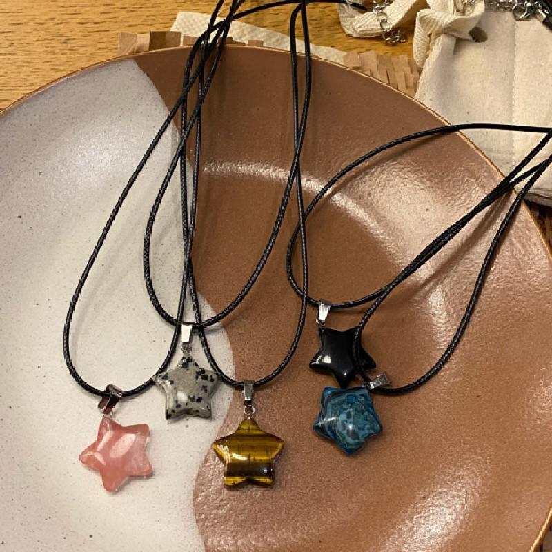 New Korean Fashion Star Pentagram Pendant Necklace for Women Men Black Rope Clavicle Chain Y2k Punk Hip-hop Party Jewelry Gift
