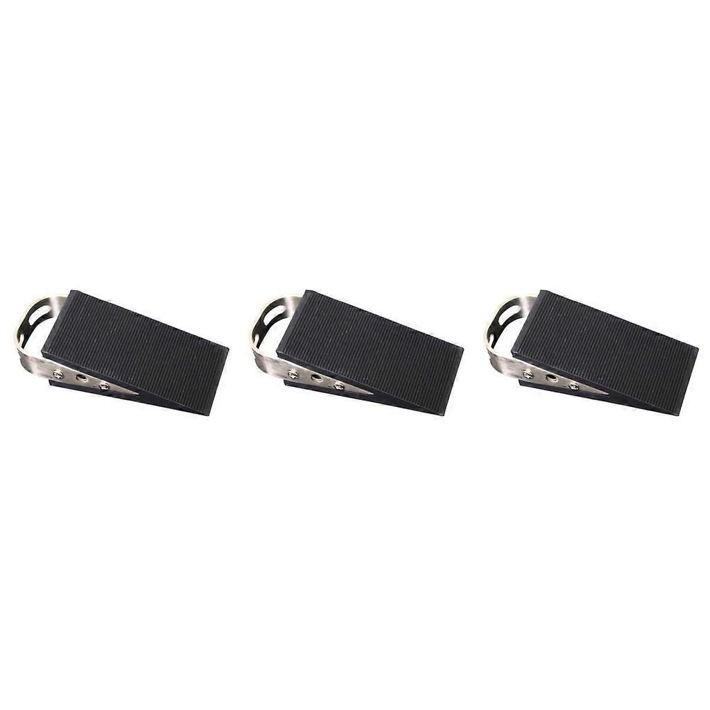 Door Stopper Safe Stainless Steel Rubber Guard for Home 3Pcs Black