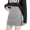 Korean Style Women's Gray Polka Dot Wool A-Line Skirt - Retro Hip-Hugging Short Skirt for Autumn/Winter