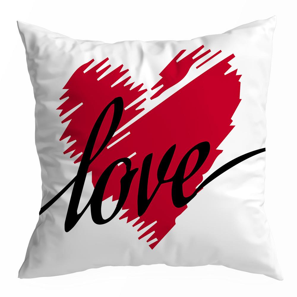 Valentine's Day Pillowcase, Peach Skin Velvet Heart Print Home Fabric Sofa Pillow, Car Waist and Back Cushion Cover