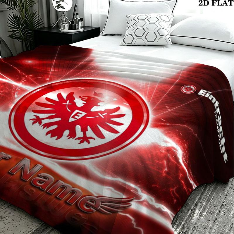 1PC Eintracht Frankfurt Custom Name Patterned Flannel Blanket Suitable For All Seasons for Home Decor Warmth and Comfort Gifts Holiday Present