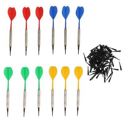 Yeni Başlayanlar İçin 12 Adet Yumuşak Uçlu Dart Plastik Profesyonel Kapalı Alan Dart Seti 100 Adet Plastik Elektronik Dart Ucu ile