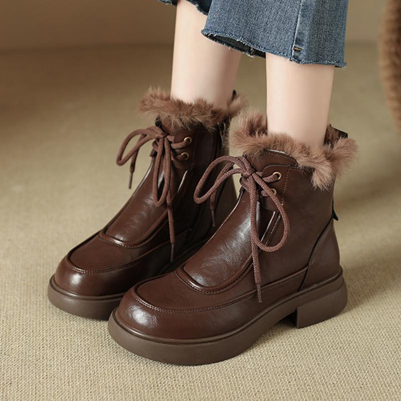 

Fur Ankle Women Flats Designer Retro Fad Winter Sport Woman New Comfort Warm Short Plush Femme for Adult Women 38