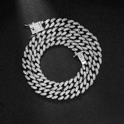 Hip Hop 13mm 2-reihige schwere kubanische Zinkenkette Bling Iced Out Box Schnalle Kupferfassung Aaa + CZ 2set Kettenarmband für Männer Schmuck