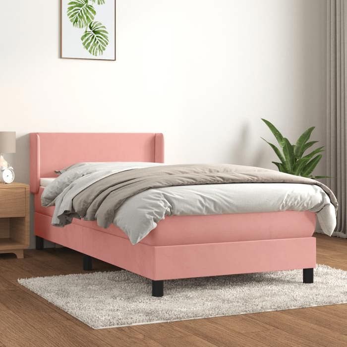3130816 vidaXL Lit à sommier tapissier avec matelas Rose 90x190 cm Velours