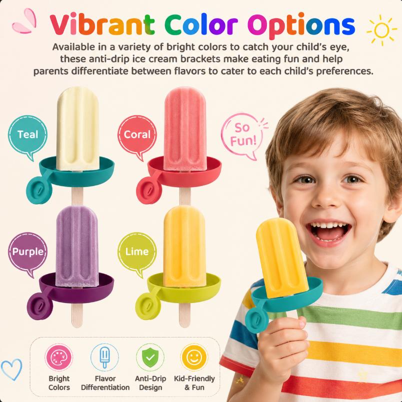 Set of 4 Silicone Ice Cream Holders Conical Holders with a Drip-proof Design Nonstick Drip Handle Food Grade Popsicle Stand
