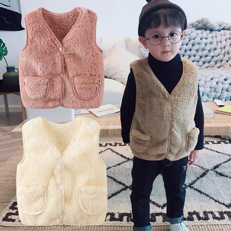 SCIONE 2019 Autumn and Winter Boys and Girls Cotton Vest Children Plush Vest Baby Warm Vest
