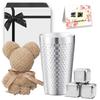 This Stylish and Cute Tumbler Set Features a Teddy Bear Ice Cubes That and a Perfect for Wedding and Other Special Made of Stainless and Keeps Drinks