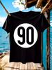 Minimalist '90' Graphic Long Tshirt Bold White Numerals
