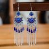 Vintage Ethnic Colorful Crystal Dangle Earrings for Women Classic Beach Chain Tassel Drop Earring Female Pendiente Bijoux