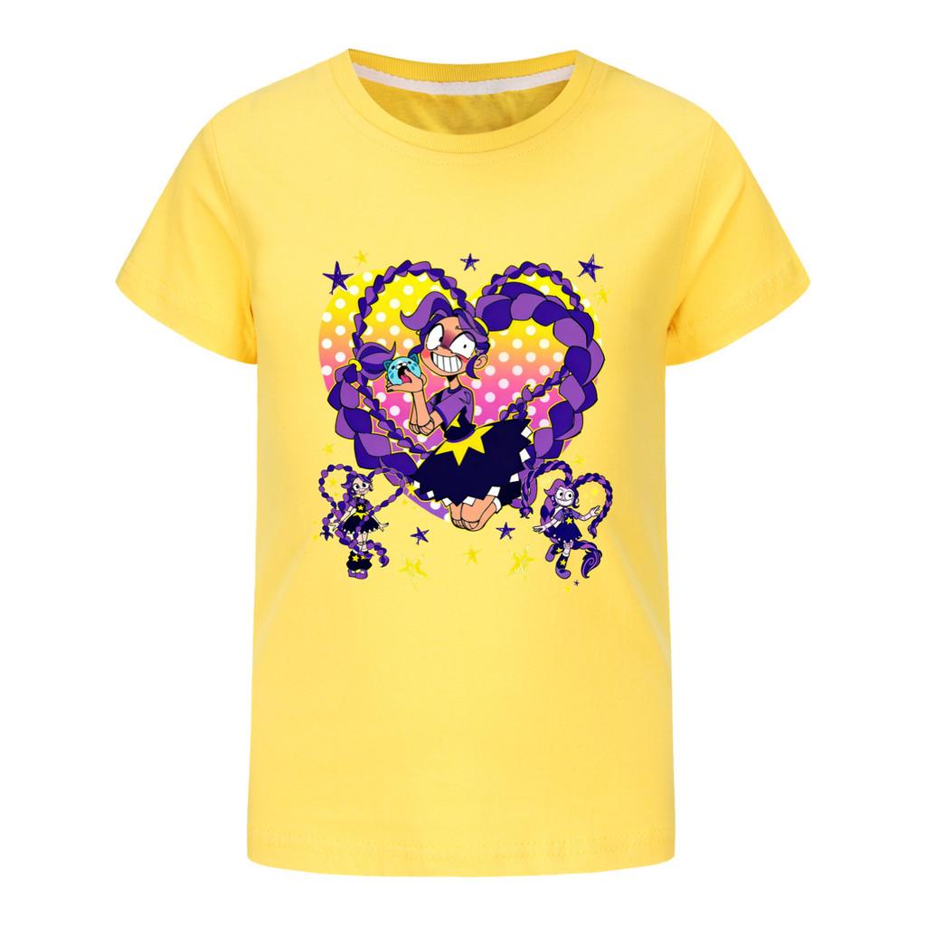 5598 Children Girls Lily Lovebraids Print Cotton Short Sleeves T-Shirt 100cm жёлтый