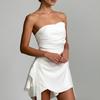Summer New European and American Women's Clothing, Sexy Temperament Backless Tube Top Pleated Solid Color Short Dress Dress