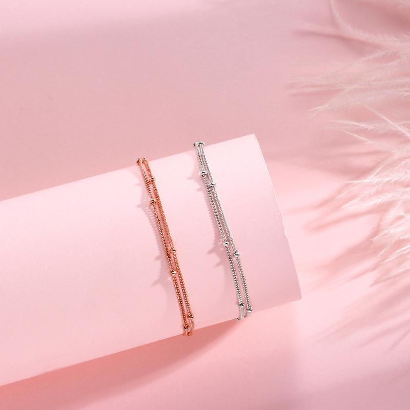 Round Bead Double-layer Snake Bone Bracelet Female Sweet Simple Small Fresh Korean Version Small Light Bead Decoration