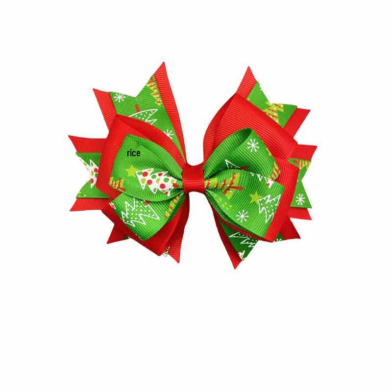 Dziecięca spinka do włosów z prążkowaną wstążką w kształcie kokardy jaskółki - Akcesorium na świąteczne przyjęcie