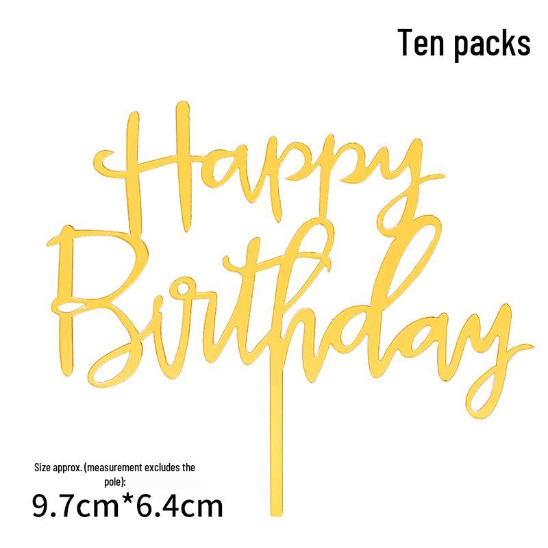 50 Stück Goldene Acryl-Kuchenstecker - Geburtstag, Festival, Muttertagsfeier