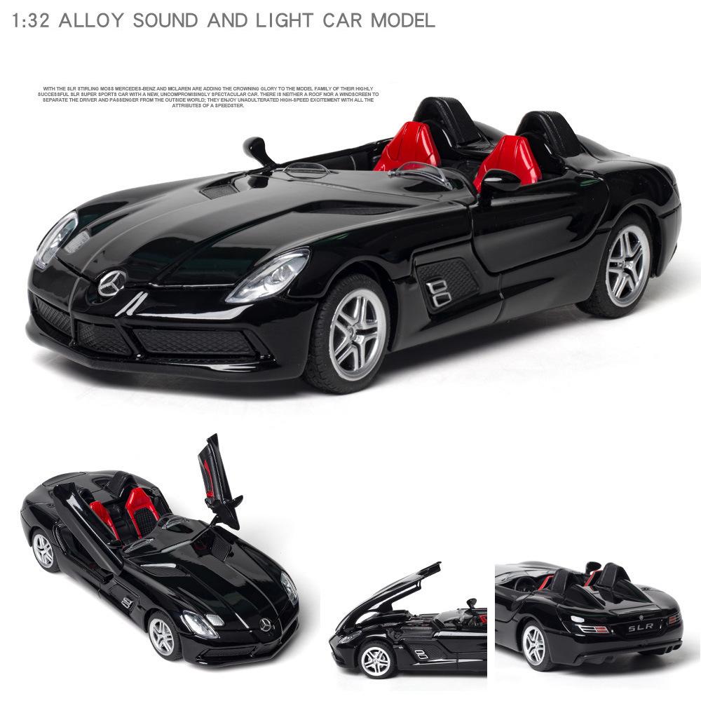 Coche modelo Benz SLR a escala 1/32, coche de juguete de Metal fundido a presión con luz y sonido, vehículos deportivos, juguetes para niños, regalo