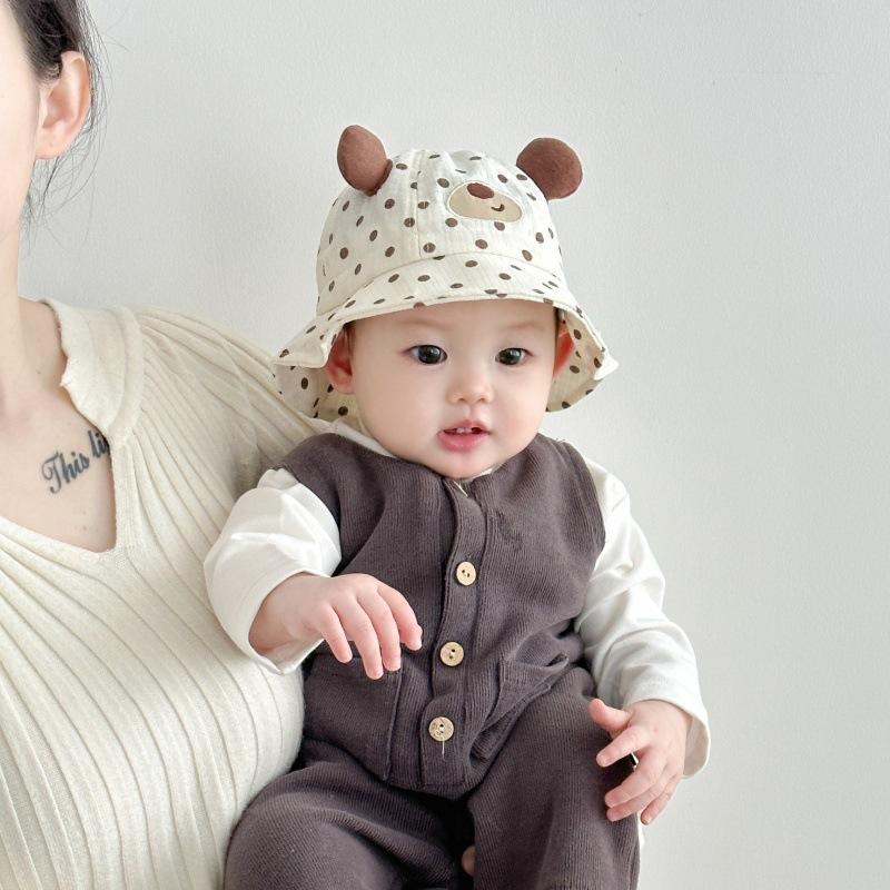 Baby Hat Spring and Autumn Thin Style Cute Cartoon Sun Protection Fisherman Hat Boy and Girl Baby Baby Baby Age Basin Hat Day