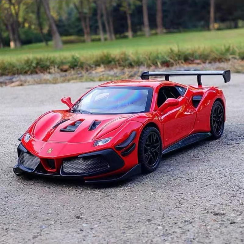 1: 32 Ferraris 488 Supercar mit Sound und Licht Legierungsauto Rückzug Kinder Spielzeug Mode Spielzeug für KinderU