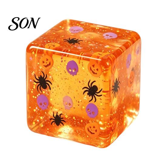 Cube Squeeze Toys Halloween Stress Sensory Toy, Toy with Pumpkin Skull Anxiety Relief Gadget Spider Pattern, Clear Party