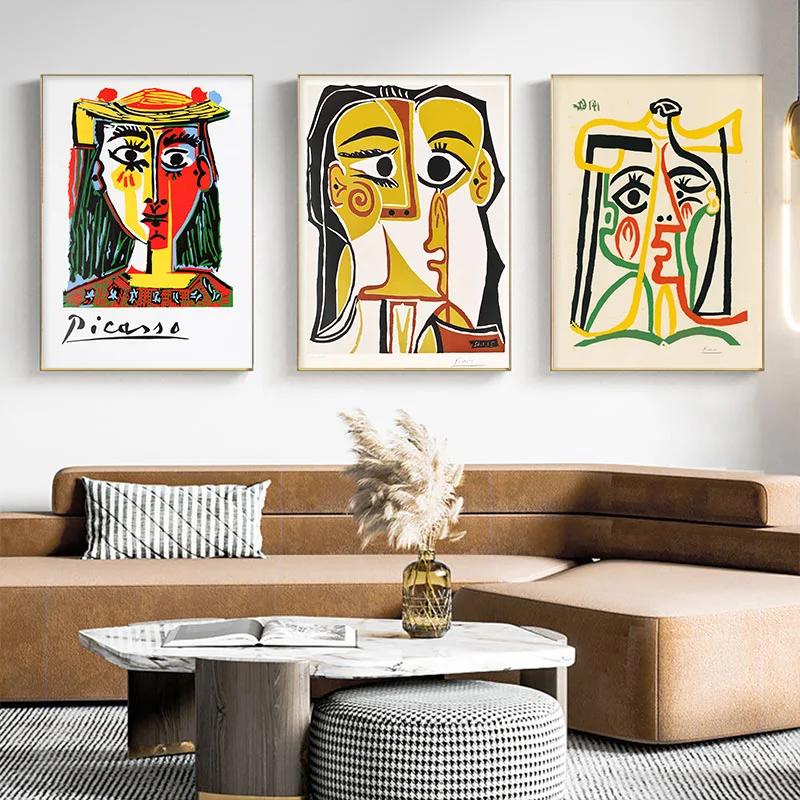 Abstract Picasso Gallery Art Wall Art Neutral Tone Corridor Poster Nordic Colour Canvas Painting Home Bedroom Decoration