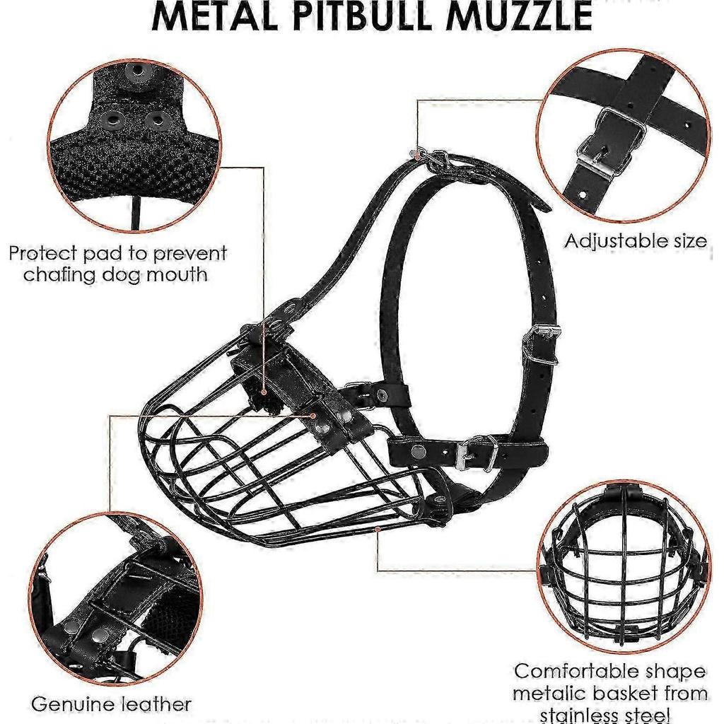 Breathable Metal Basket Muzzle for Pitbull Amstaff Staffordshire Terrier Large Dogs