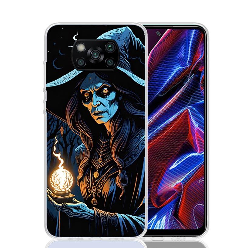 Halloween Moon Witch Horror Phone Case For Xiaomi Poco X7 X6 X5 Pro F7 Ultra Redmi 15C 15 13 13C 12 12C 10 10A 10C 9 9A 9C 9T Co