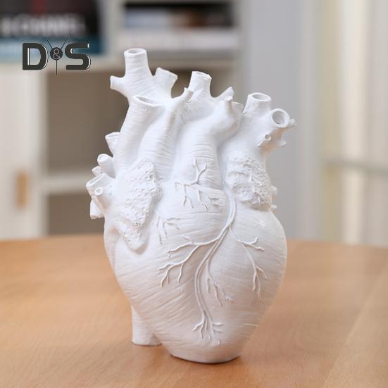 Herzförmige Blumenvase, menschliche Herzorgelform, Kunstharzvase, Tischdekor, Blumenhalter für Zuhause, Büro, Schreibtisch, Wohnzimmer