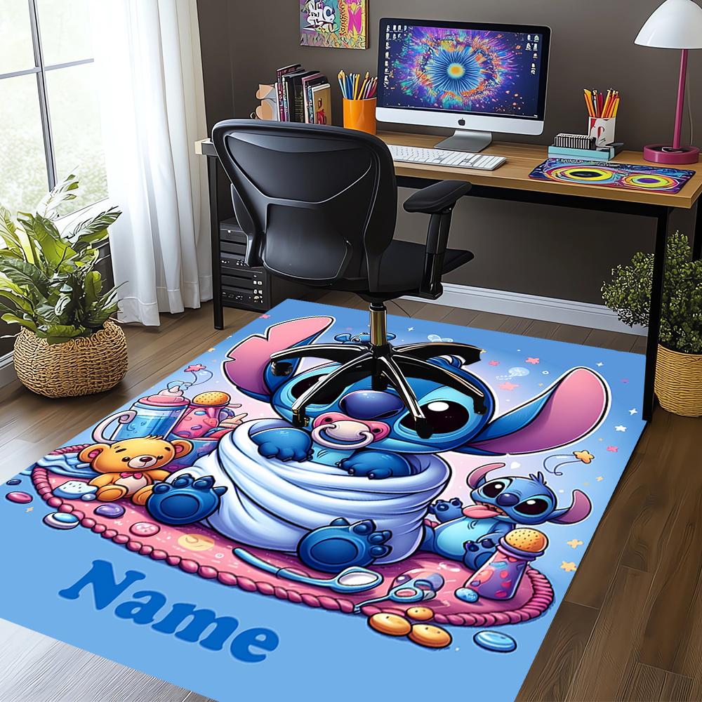 Custom Name Stitch Printed Carpet,Rug for Office Chair Living Room Bedroom Kitchen Room Decor Gifts.
