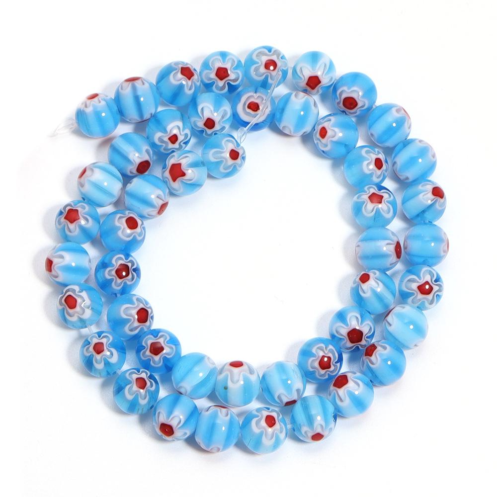 Bunte runde Lampwork-Perlen mit Millefiori-Muster für DIY-Handarmbänder