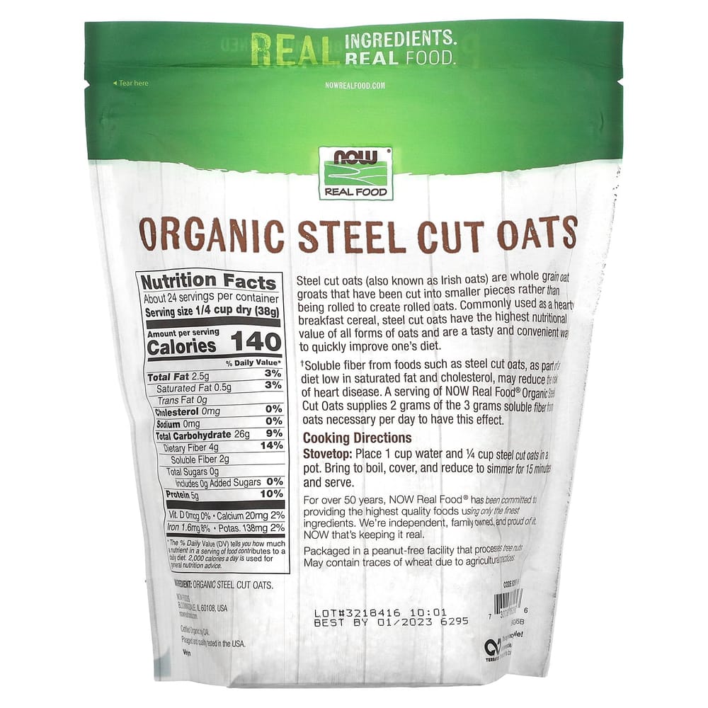 Now Foods Real Food Steel Cut Oats, 907g (2lbs)