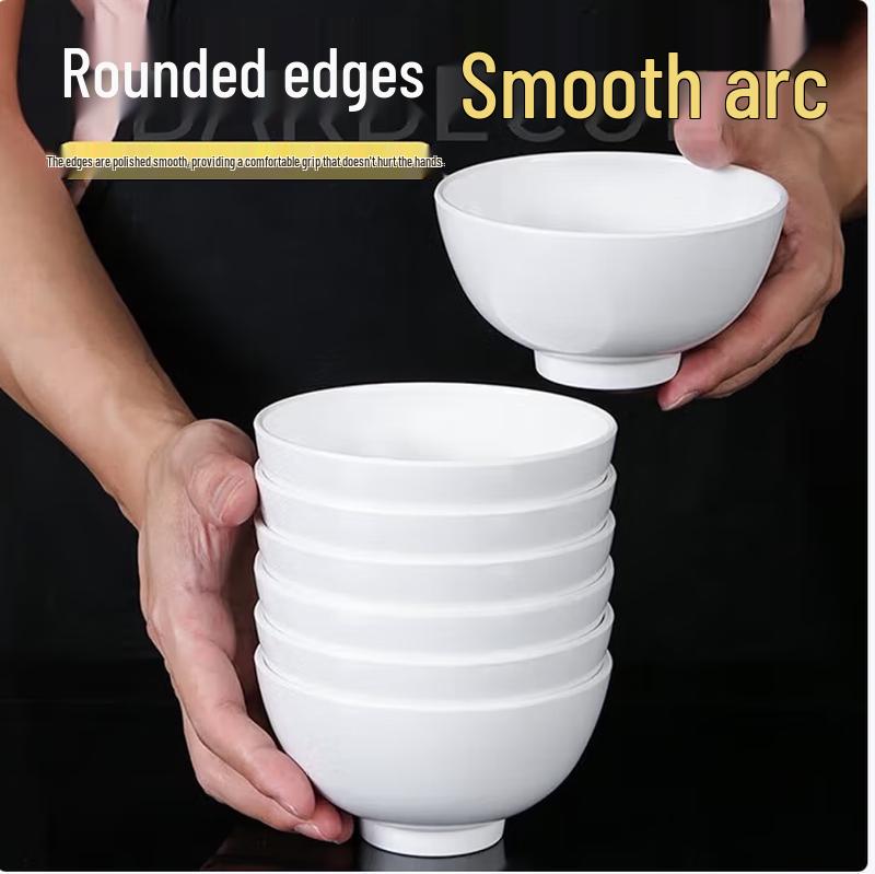 Commercial Drop-Resistant White Melamine Rice Bowl
