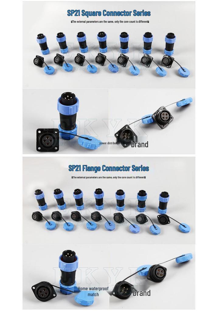 SP21 IP68 Waterproof Outdoor Aviation Plug: Male-Female Cable Connector