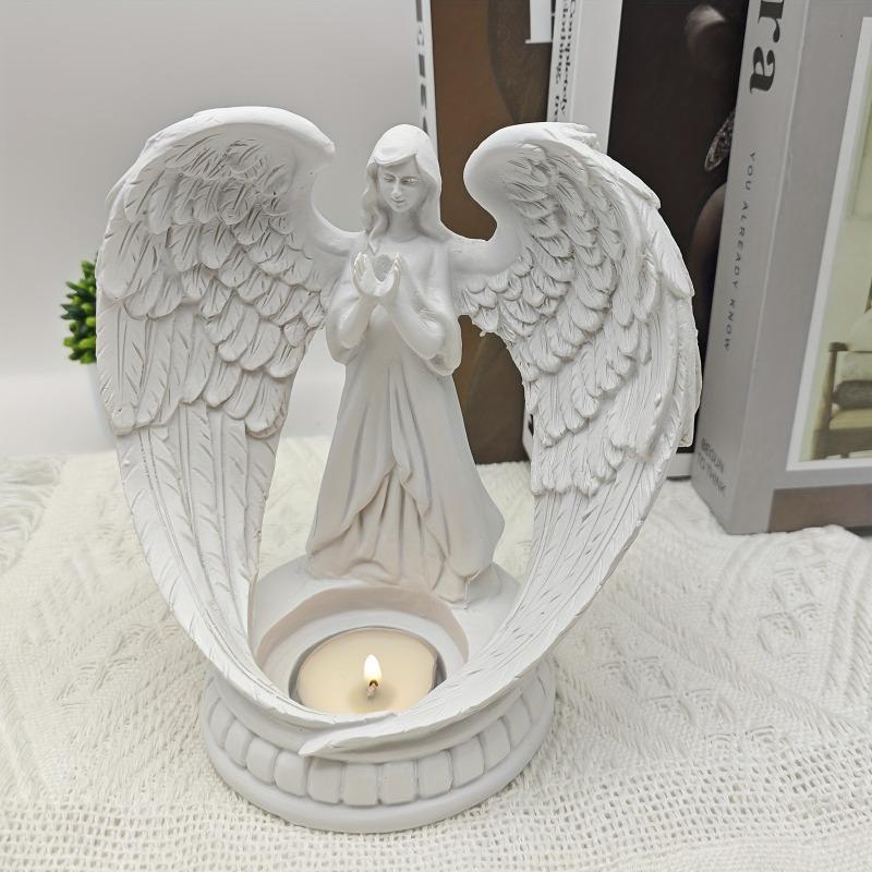 Girl Angel Figurine Resin Statue Little Angel Girl Desktop Decor Item Arrangement Retro Style