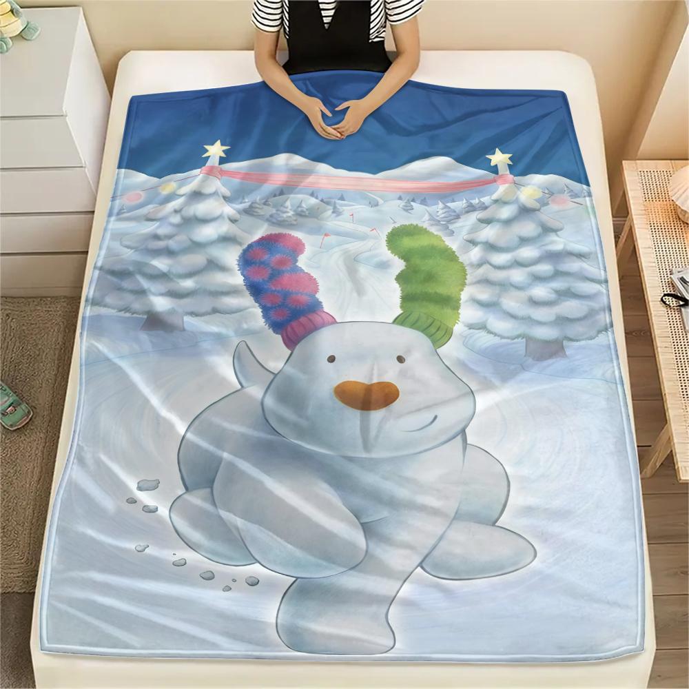 

1PC The Snowman Print Flannel Blanket, High quality All Seasons, Home Decor, Warmth and Comfort, Perfect for Christmas Gifts 80cm x 120cm