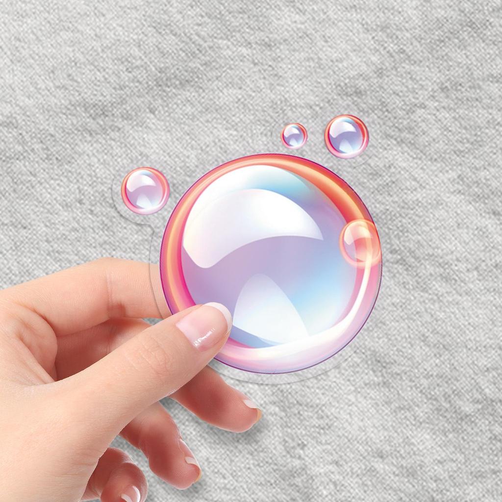 50 Transparent Bubble Stickers: Waterproof, Colorful PET Cartoon Designs for DIY Journals, Phones, and Computers