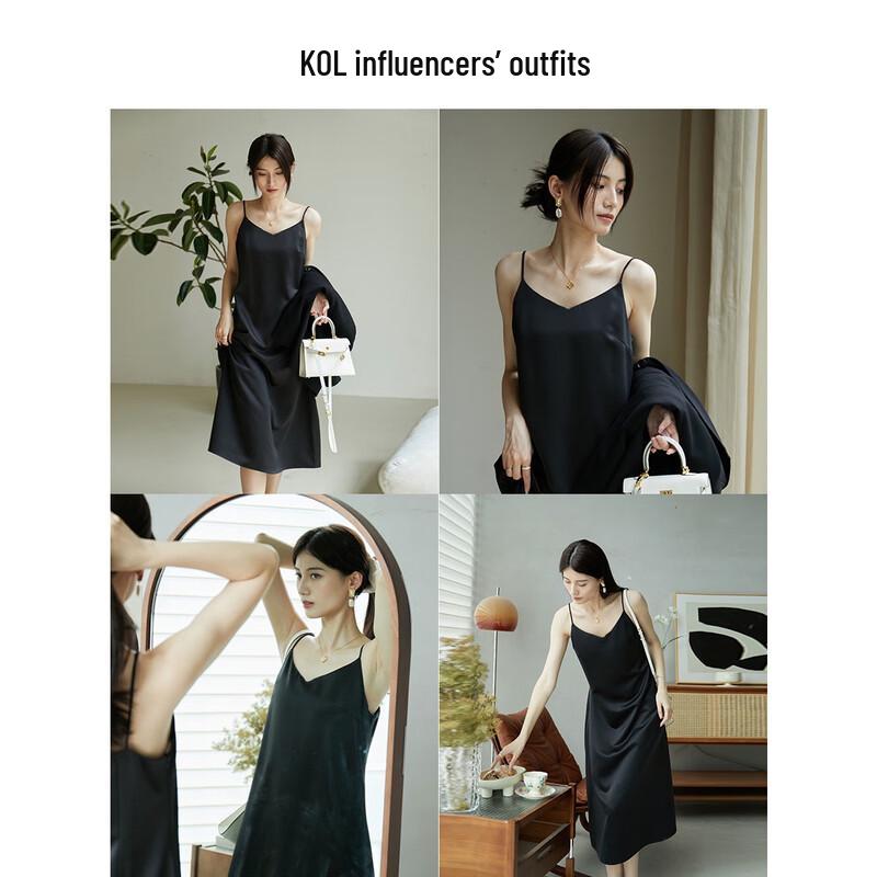 Demana Elegant Glossy Satin Camisole Midi Dress