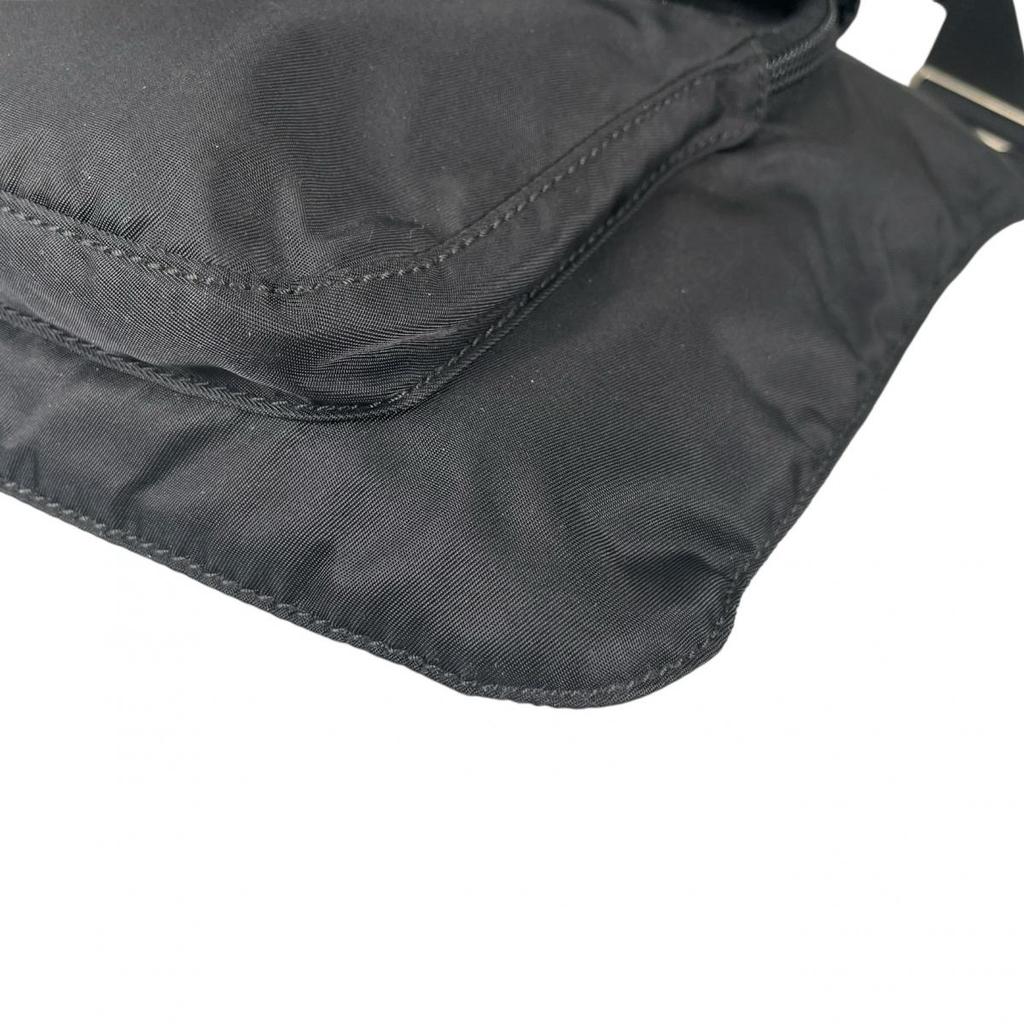 Prada Re-Nylon Triangular Logo Shoulder Bag Nylon Black Women BT0520 Used
