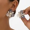 2026 Floral Earrings Women Handwoven Multi-Layer Petal Design With Full Rhinestone Accents Sterling Post