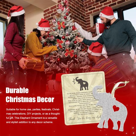 

Yousheng Christmas Elephant Ornament Sisterhood Elephant Xmas Tree Hanging Decoration Friendship Gifts Acrylic Pendant for Women Tribe Elephant