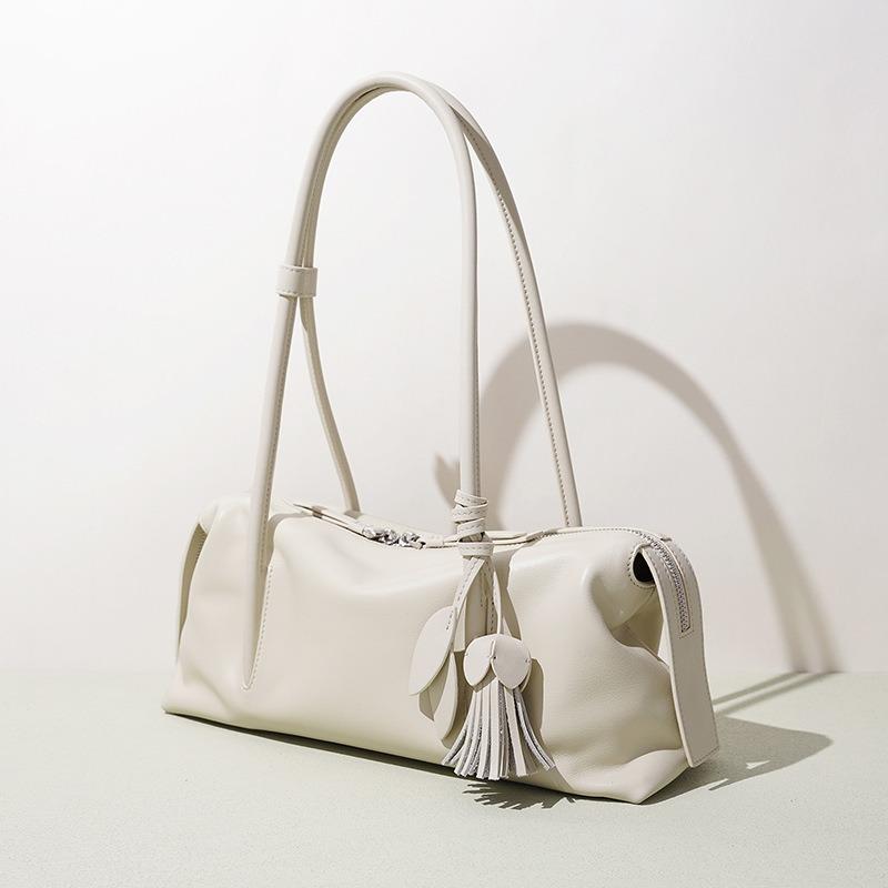 Erste Schicht Rindsleder Kissenbeutel Bowlingtasche vielseitiger Stil leichter Luxus große Kapazität Leder einfach tragbar Schulter Achseltasche