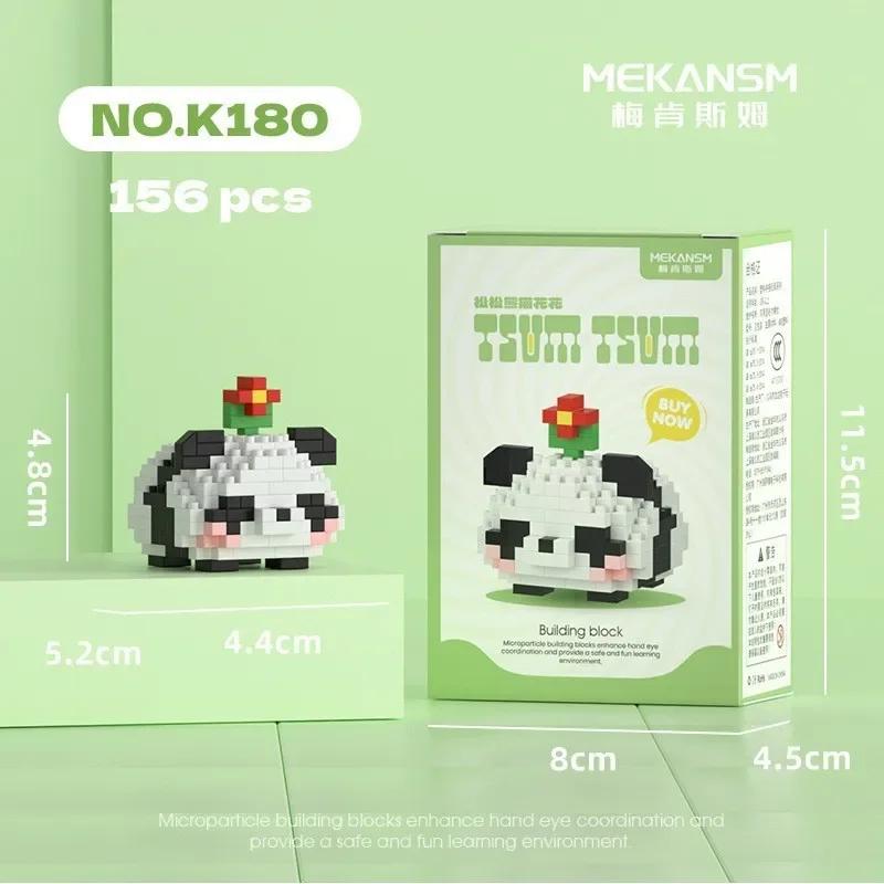 New cartoon building blocks cute pandas flowers, menglan dolls puzzle building blocks Table ornaments boys girls birthday gifts