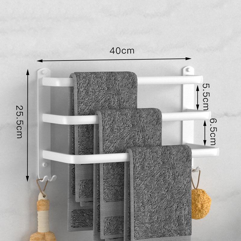 White Aluminum Bathroom Towel Rod Wall-mounted Toilet Towel Storage Rack 1/2/3 Layer Rod Towel Rack Bathroom Hardware 30-50cm
