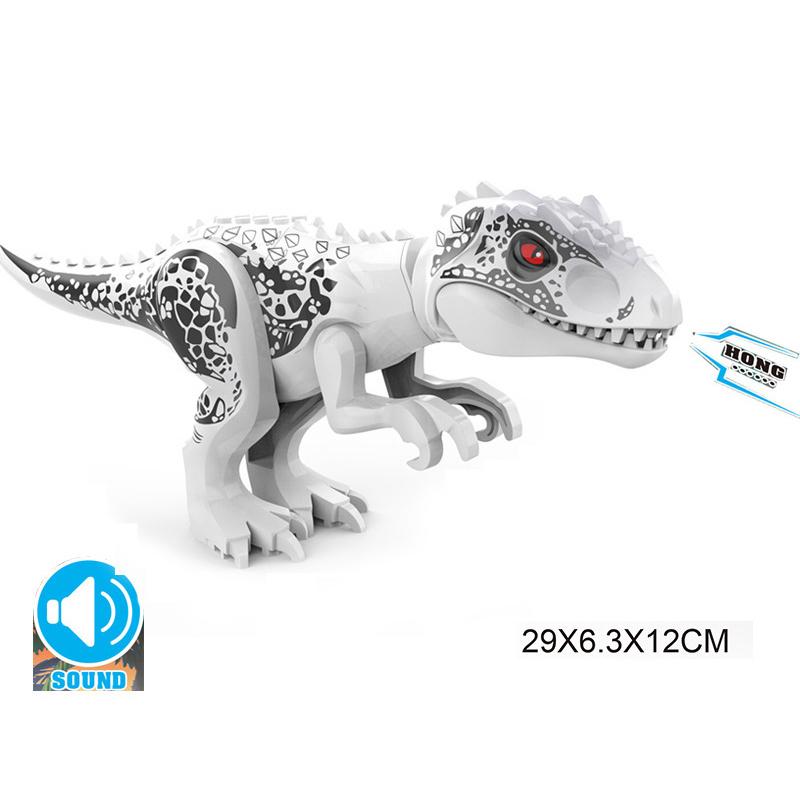With Sound Assembled Building Blocks Dinosaur World T-Rex Velociraptor Triceratops Jurassic Animal Model Bricks Figure Toys Gift