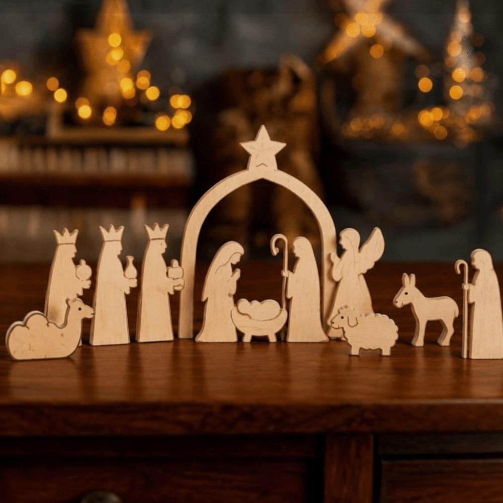 Mini Nativity Scene Decorations Stable Wooden Nativity Scene Set Nativity Scene Table Centerpiece