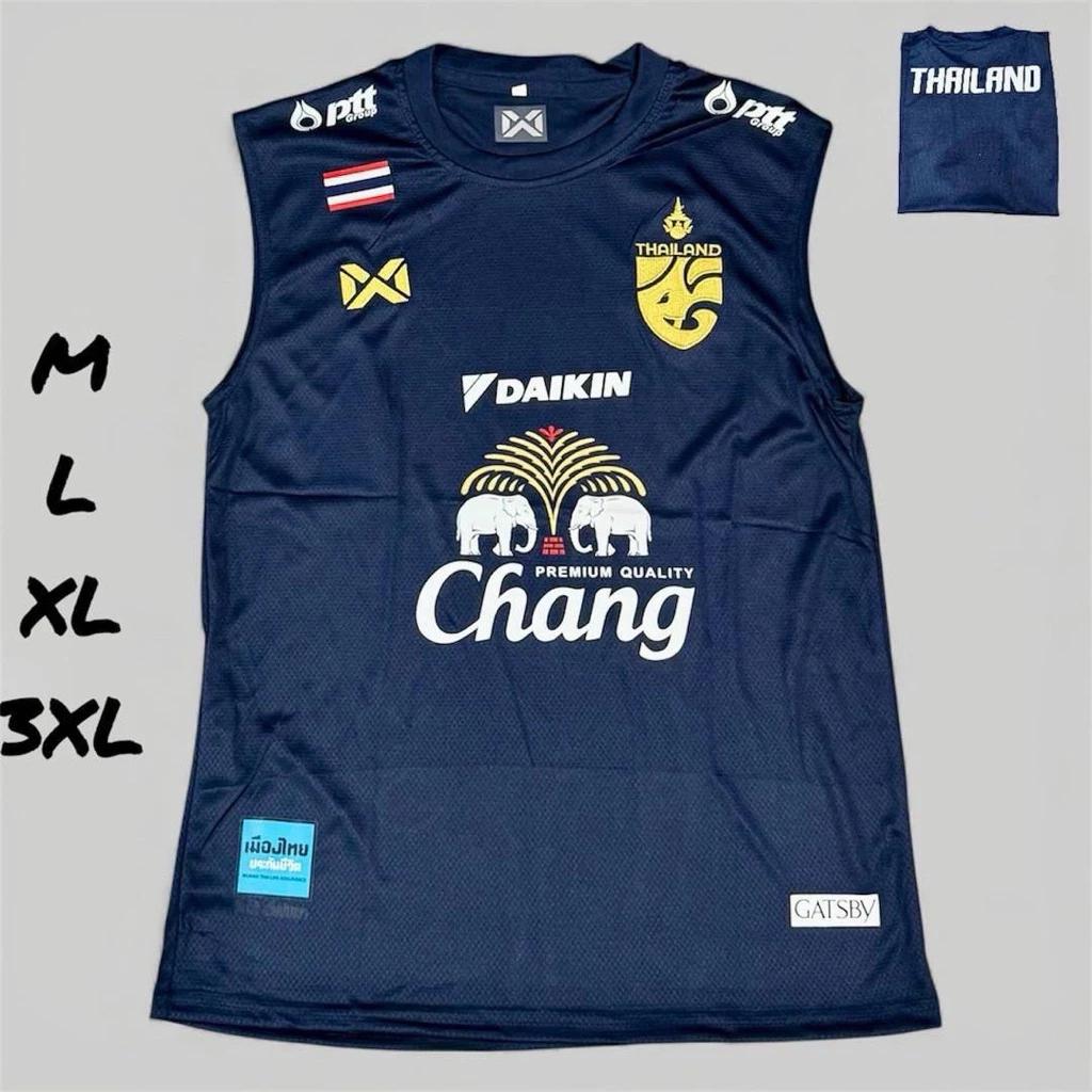 THAILAND National Football Soccer Print JERSEY Tank Top Vest Sleeveless Quick Dry Shirt Round Neck Polyester Uniform Elephant Logo Sport Outdoor